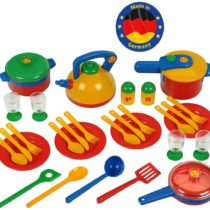 Theo Klein 9194 Emma's Kitchen Large Set of Pots and Pans I Brightly-Coloured, Robust Crockery I With Pressure Cooker, Cooking Utensils, Frying Pan and Lots More