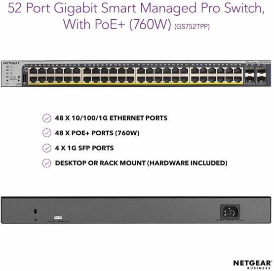 NETGEAR 10-Port Ultra60 PoE Gigabit Ethernet Smart Switch (GS110TUP) - 8 x 1G, Managed, Optional Insight Cloud Management, 4 x PoE+ and 4 x PoE++ @240W, 2 x 1G Uplinks, Desktop, Wall, or Rackmount - Image 2