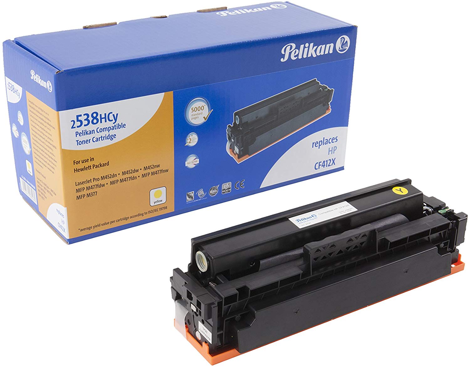 Pelikan Toner 4284280 replaces HP CF412X (for Printer HP LASERJand PRO M452DN,M452DW,M452NW,MFP M477FDW,MFP M477FDN,MFP M477FNW,MFP M377) yellow