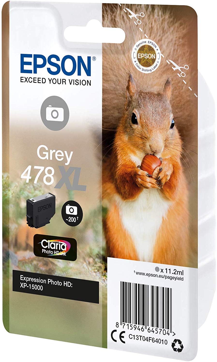 Epson 478XL Grey Photo HD Inkjet Cartridge C13T04F64010 - Image 3