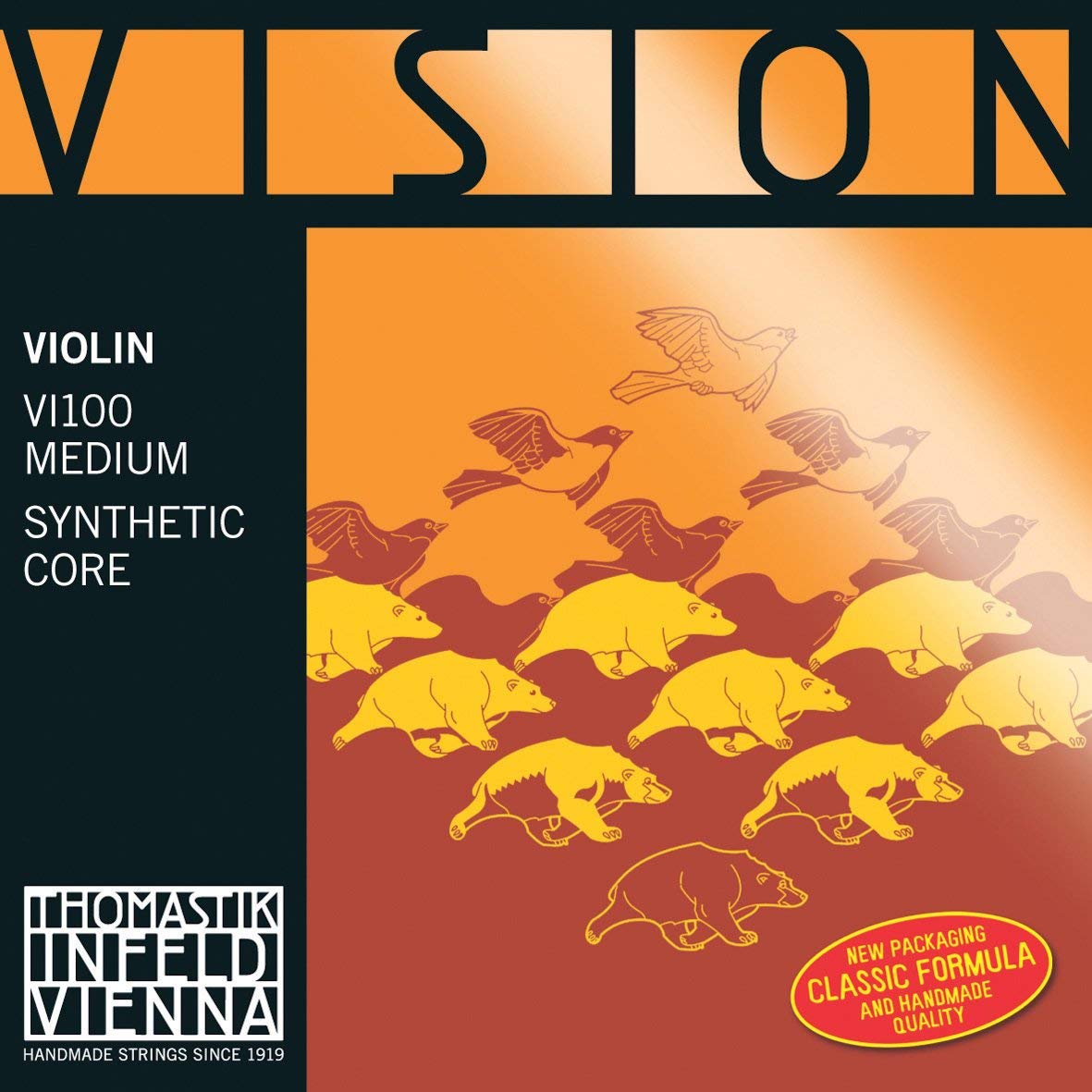 Thomastik single string for 4/4 violin Vision, D string plastic core, pure silver wound, medium