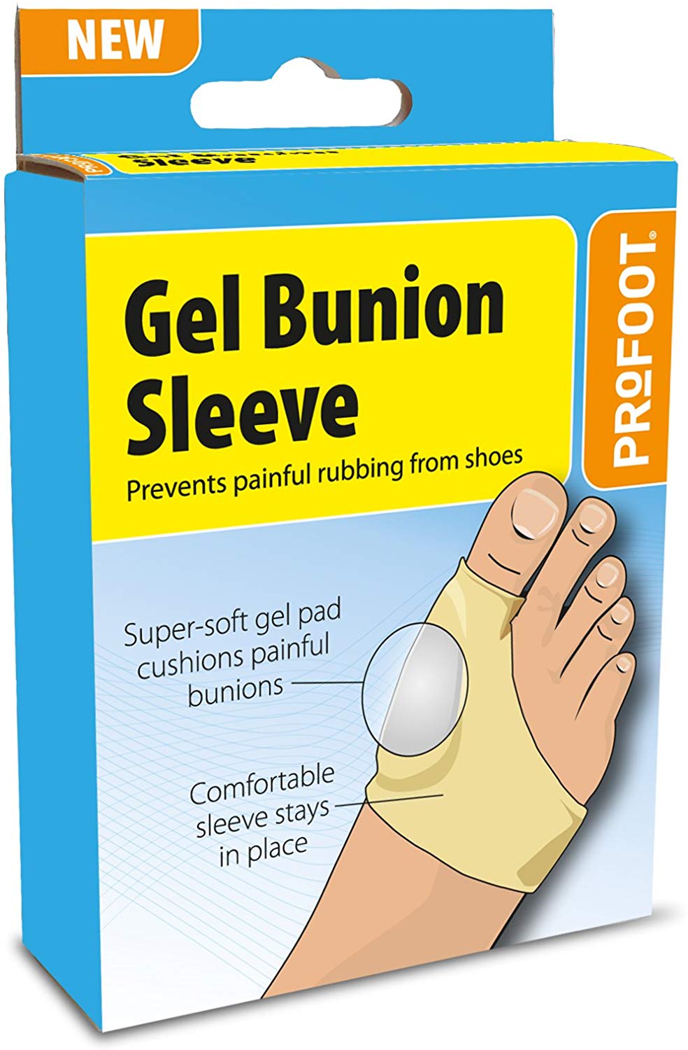 PROFOOT Gel Bunion Sleeve - Instant Relief from Painful Bunions - Orthopedic Gel Bunion Protector - Washable & Reusable - 1 Pair