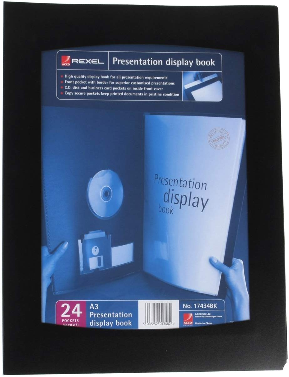 Rexel A3 Presentation Display Book 24 Pockets Clear Case Bound With Border