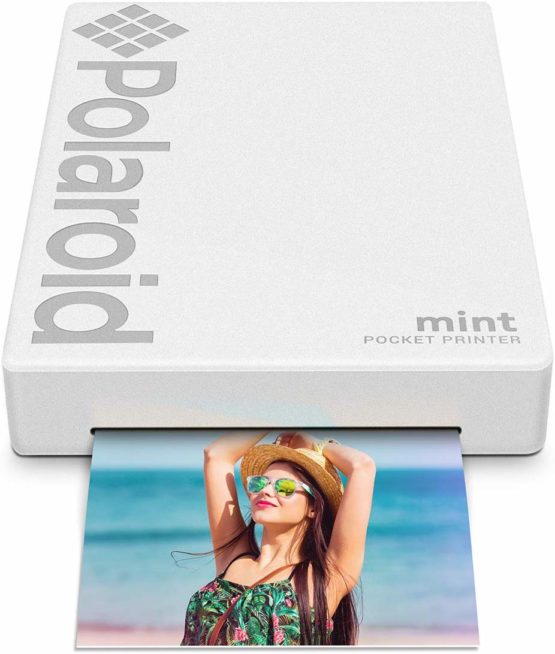 Polaroid Mint Pocket Printer W/ Zink Zero Ink Technology & Built-In Bluetooth for Android & iOS Devices - White