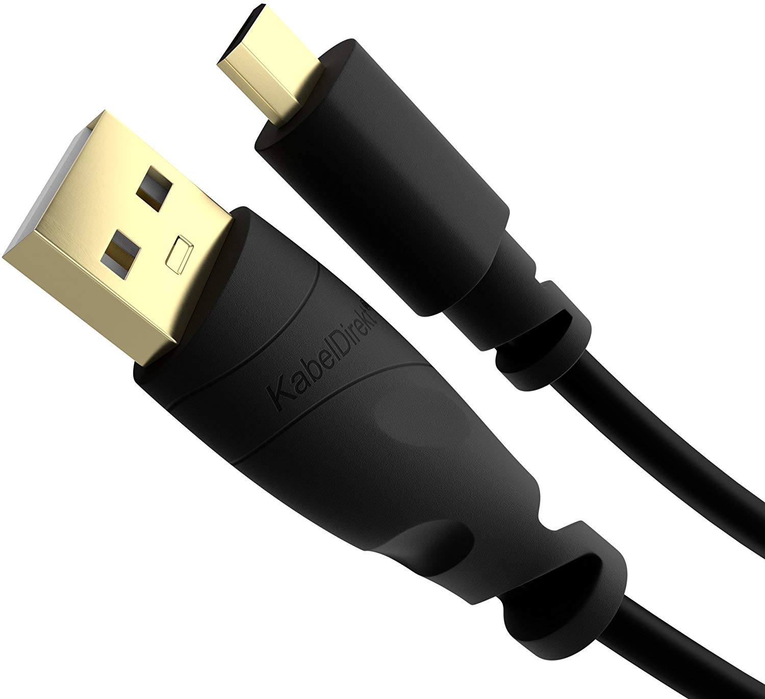 KabelDirekt - 1m Micro USB Cable (USB 2.0 Synch & Charge Cable, black) TOP Series, 1 x 1 m