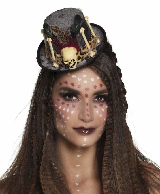 Boland Tiara Voodoo Freda Cap with Bones and Feathers Decorations, Grey, 10130780 - Image 2