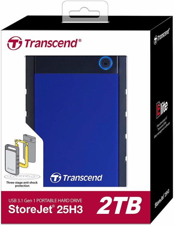 Transcend 2 TB Rugged Portable Hard Drive - Shock Resistant USB 3.1 Gen 1 StoreJet Navy Blue - TS2TSJ25H3B - Image 4