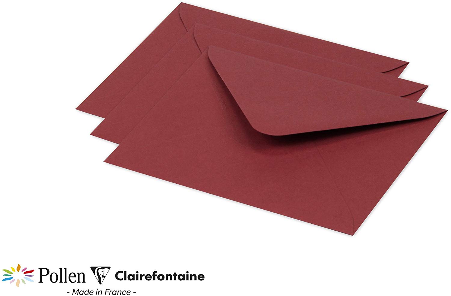 Clairefontaine 60180C Pack of 20 Gummed Envelopes Format 12,5x13,8cm 120g/m² Colour Burgundy Invitation Event Correspondence Range Pollen Premium Smooth Paper