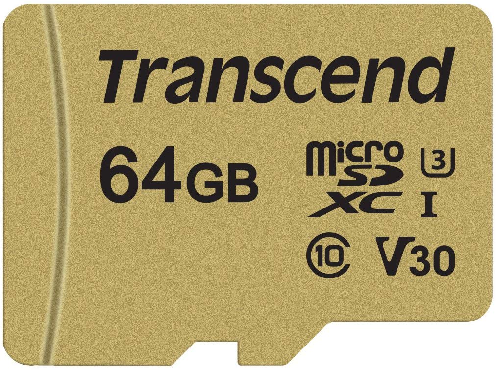 Transcend 64GB microSDXC 500S Memory Card UHS- I, C10, U3, V30, 4K, Full HD