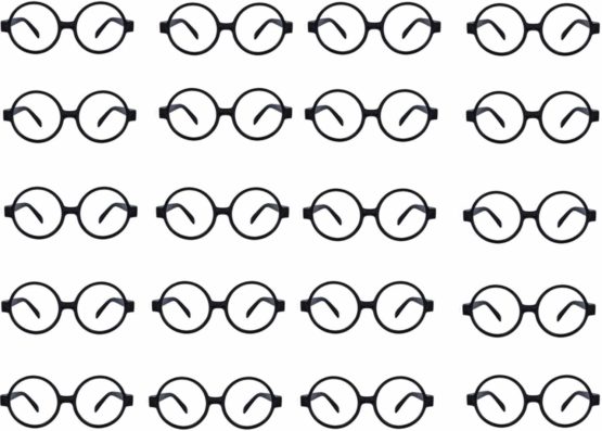 COSORO 20 Pcs Black Plastic Wizard Glasses Kids Round Glasses Frame No Lenses Eyeglasses Posing Props Costume,for Kids Favor Halloween,Harry Potter Costume Party Supplies Party Bag Fillers
