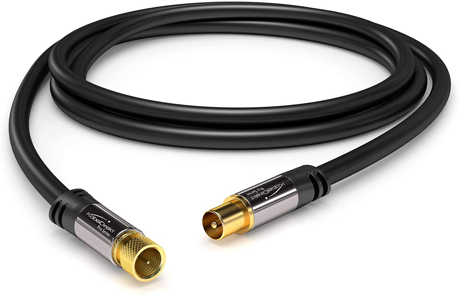 SAT cable/aerial cable with break-proof metal plugs, 3m (TV cable/satellite cable, adapter from F-connector to antenna plug - Image 2
