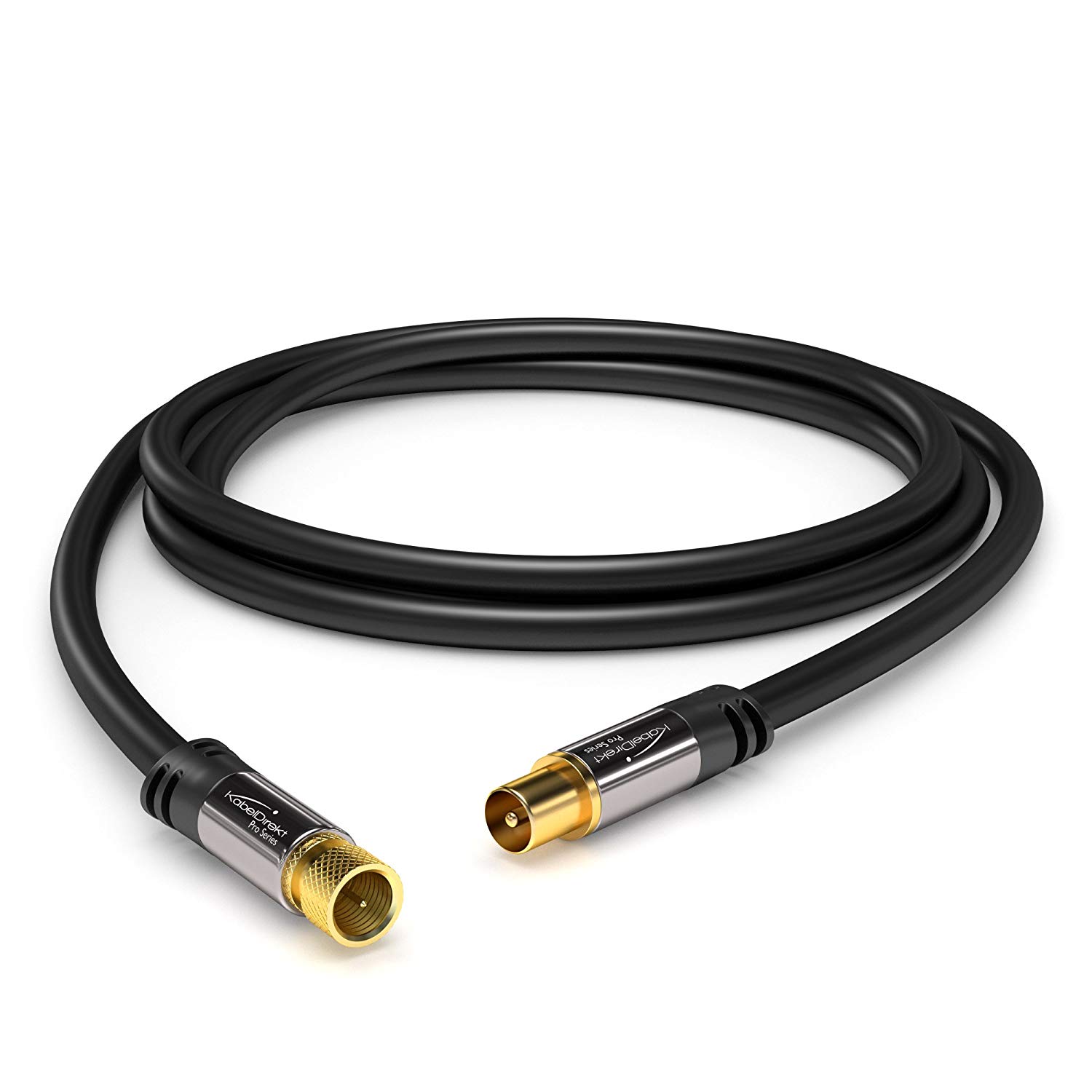 SAT/Aerial Cable with break-proof metal plugs, 1m (TV/Satellite Cable, adapter from F-connector to antenna plug - Image 2