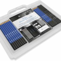 Castle Art Supplies 26 Piece Premium Drawing and Sketching Set | For Artists, Professionals or Beginners | Pencils, Charcoal, Graphite and More | Arranged in Carry-Anywhere Clamshell Case