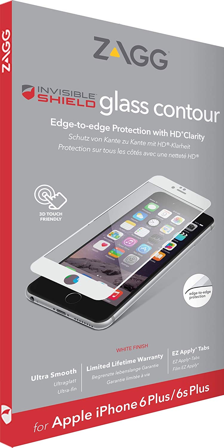 ZAGG InvisibleSHIELD Glass Contour Screen Protector for iPhone 6 Plus/6S Plus - White - Image 2