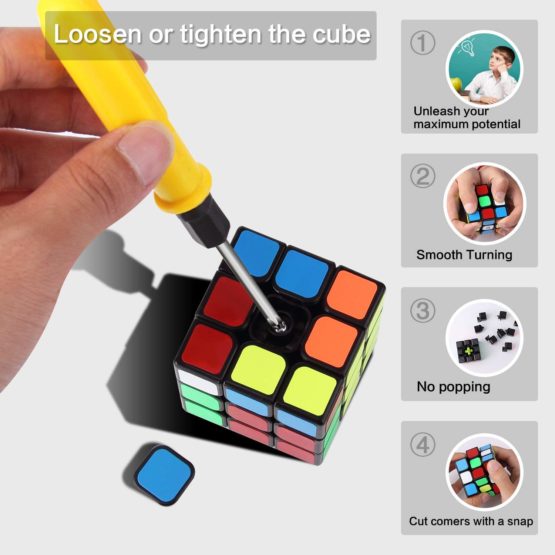 ROXENDA Original Cube Set, Magic Cube Set of 2x2 3x3 Pyramid Cube Smooth Puzzle Cube -Sticker - Image 4