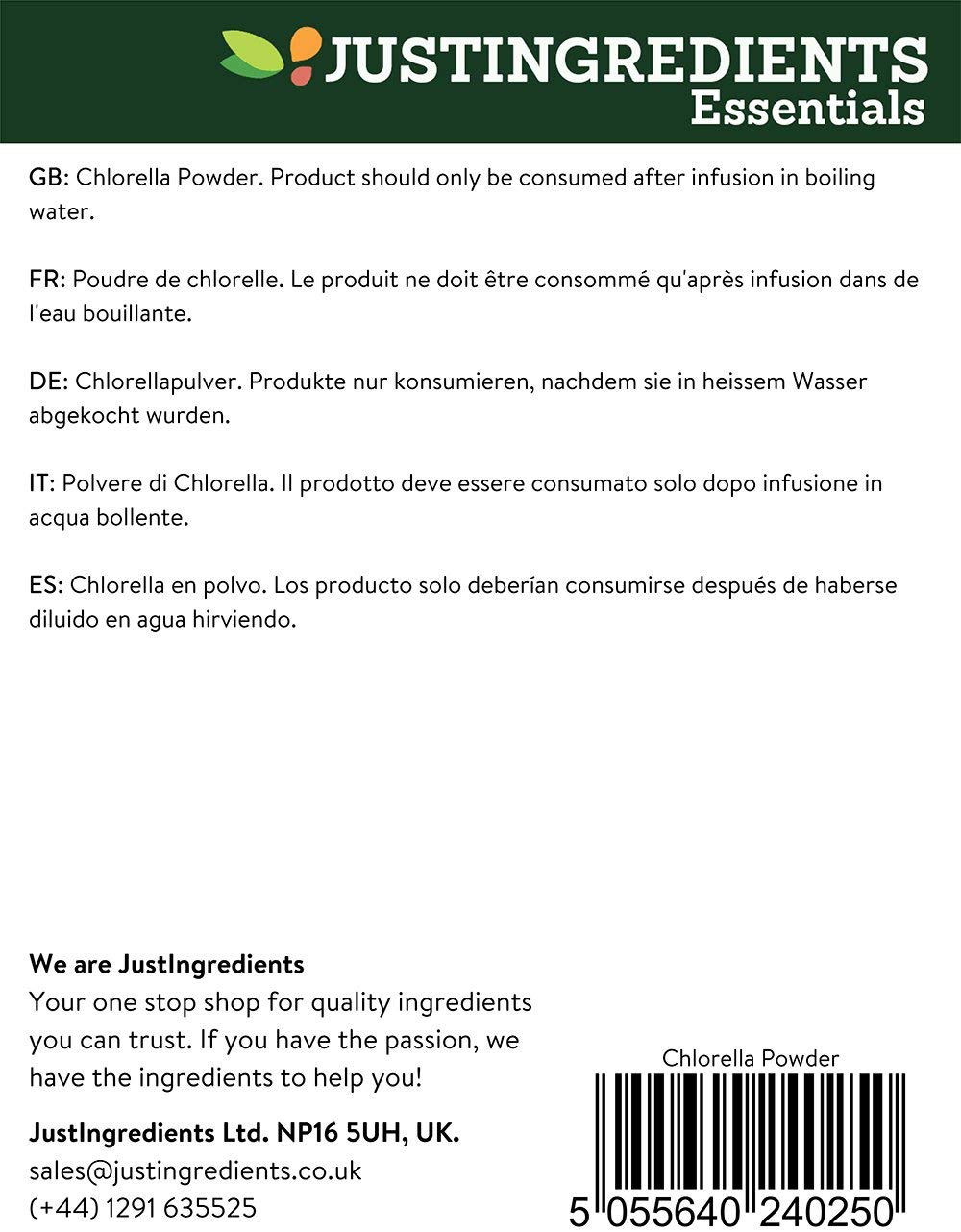 JustIngredients Essentials Chlorella Powder 100 g - Image 2