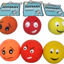 6 x Latex Faceballs Dog Puppy Toy Tennis Balls Sized Soft Squeaky Face Balls