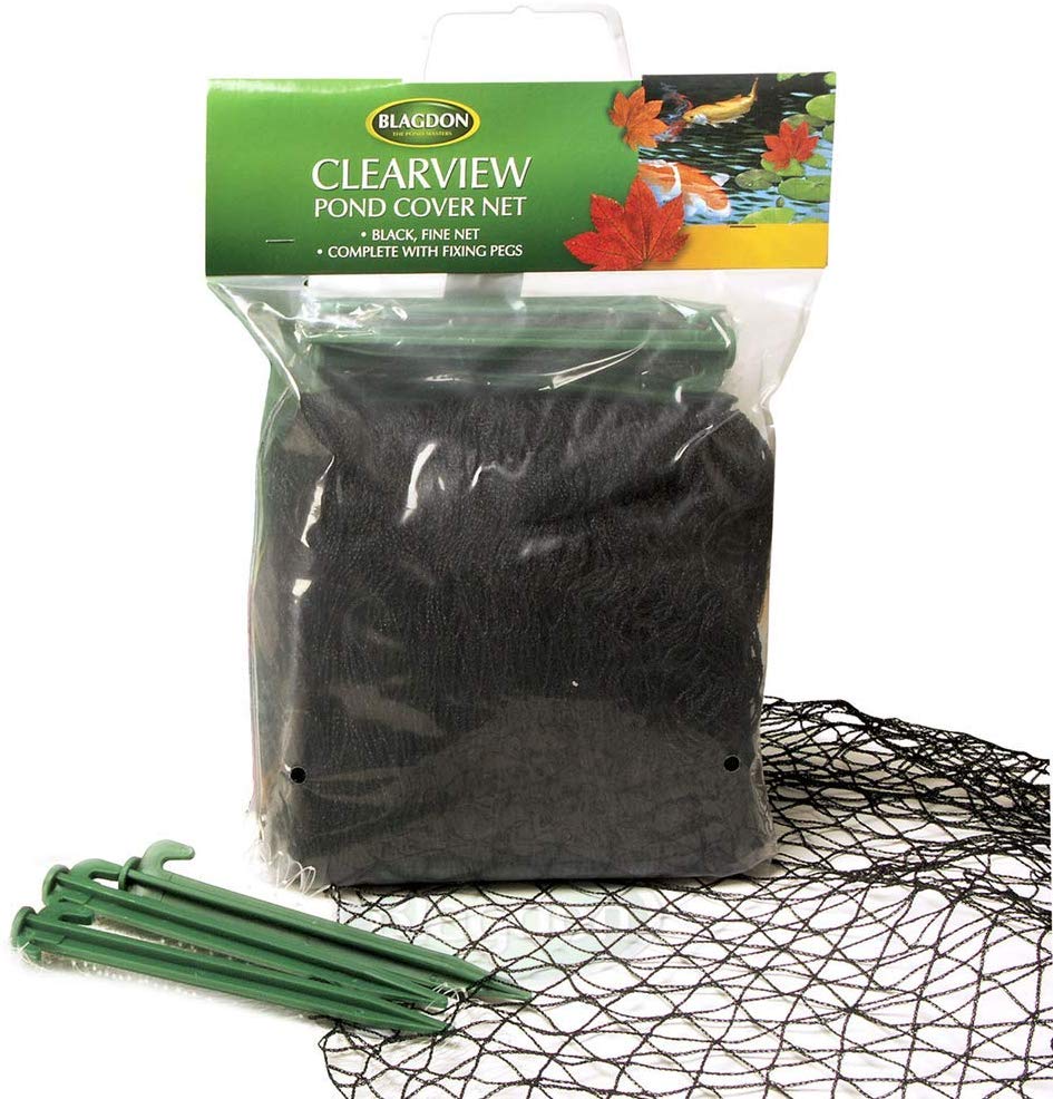 Blagdon 1022378 Clearview Pond Cover Netting, Strong Double Weave, Black, Fine, with 6 Fixing Pegs