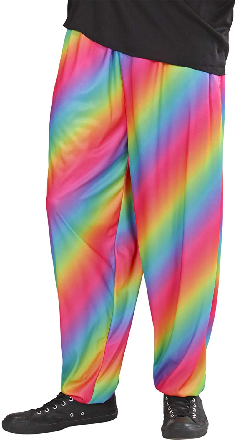 Widmann Extra Large 1980's Adult's Rainbow Baggy Pants, Multicolor, XL