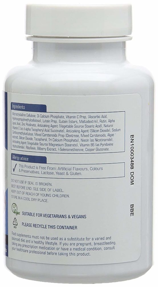 Natures Aid Lutein Eye Complex with Bilberry 90 Tablets (For the Maintenance of Normal Vision, with Alpha Lipoic Acid, Zinc, and Vitamins A, B2, C and E, Vegan Society Approved, Made in the UK) - Image 2