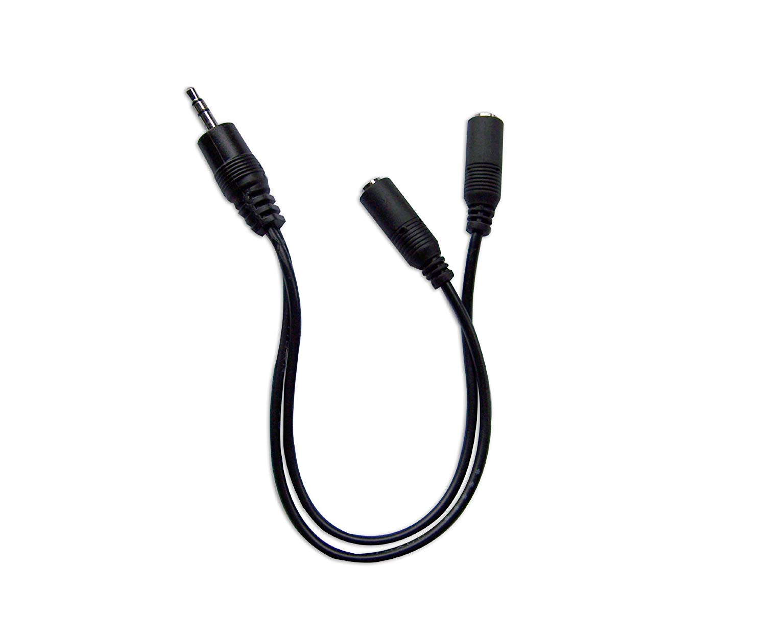 Goobay 50464 3.5 mm Audio Y Cable Adapter, 1x Male to 2x Female Stereo, Black, 0.2 m Cable Length, 1 item