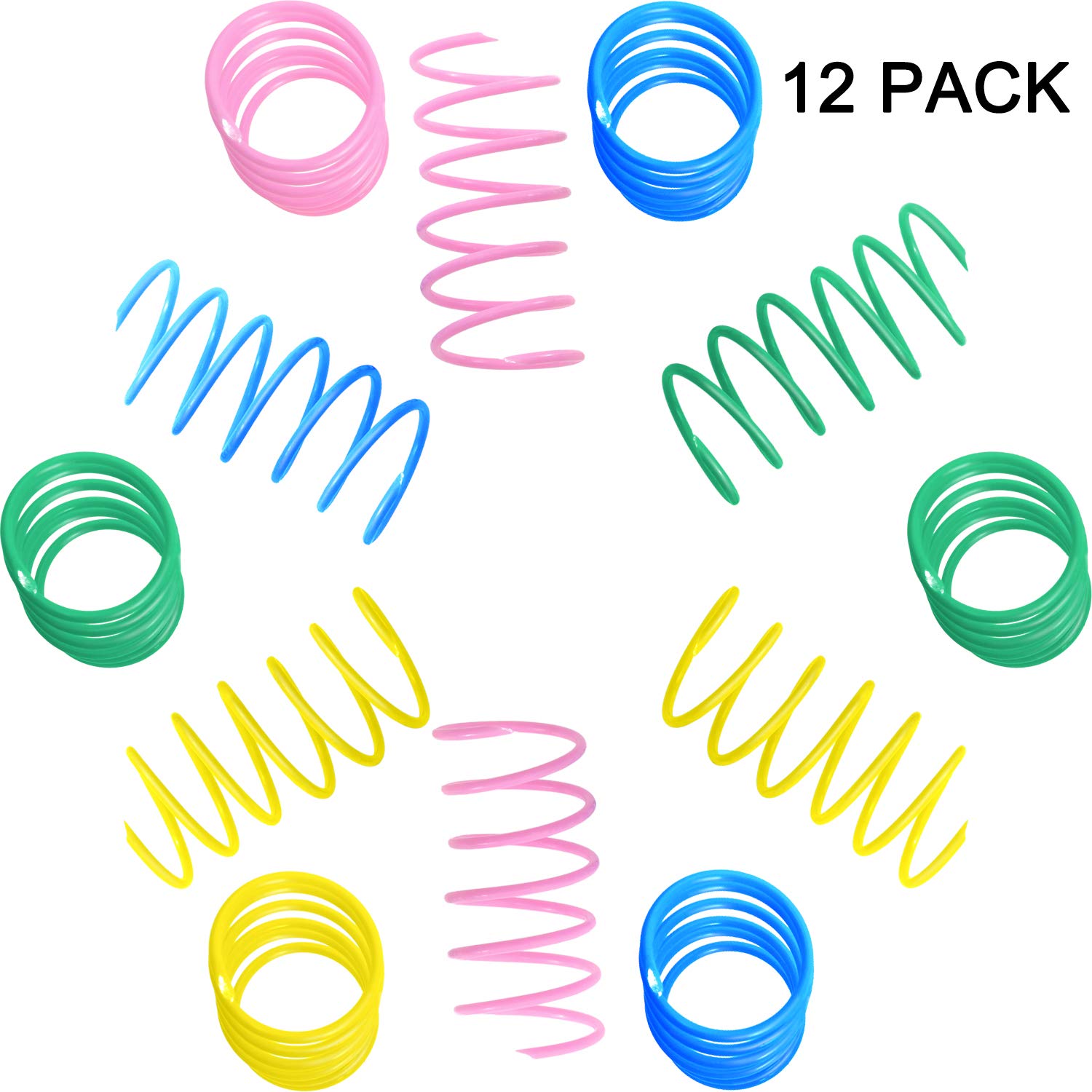 12 Pieces Colorful Spring Cat Toy Plastic Coil Spiral Springs Durable ...