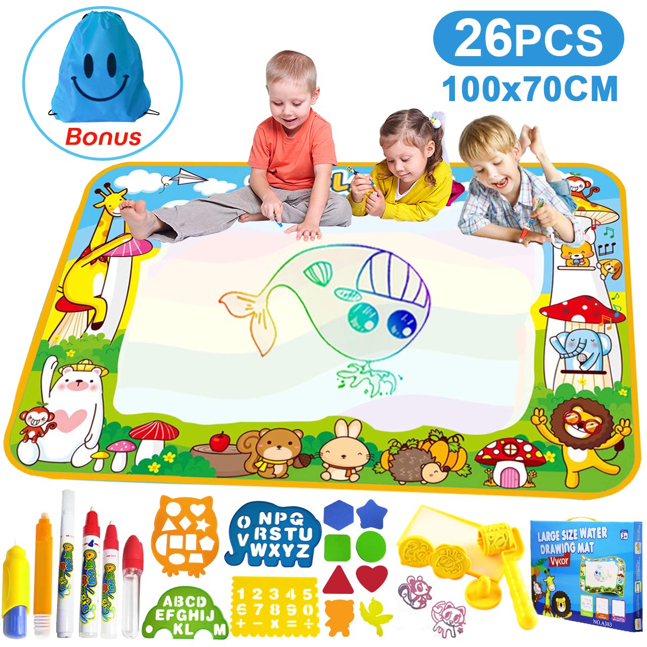 Vykor Aqua Mat Large Water Drawing Mat 70x100cm Water Doodle Mat Travel ...