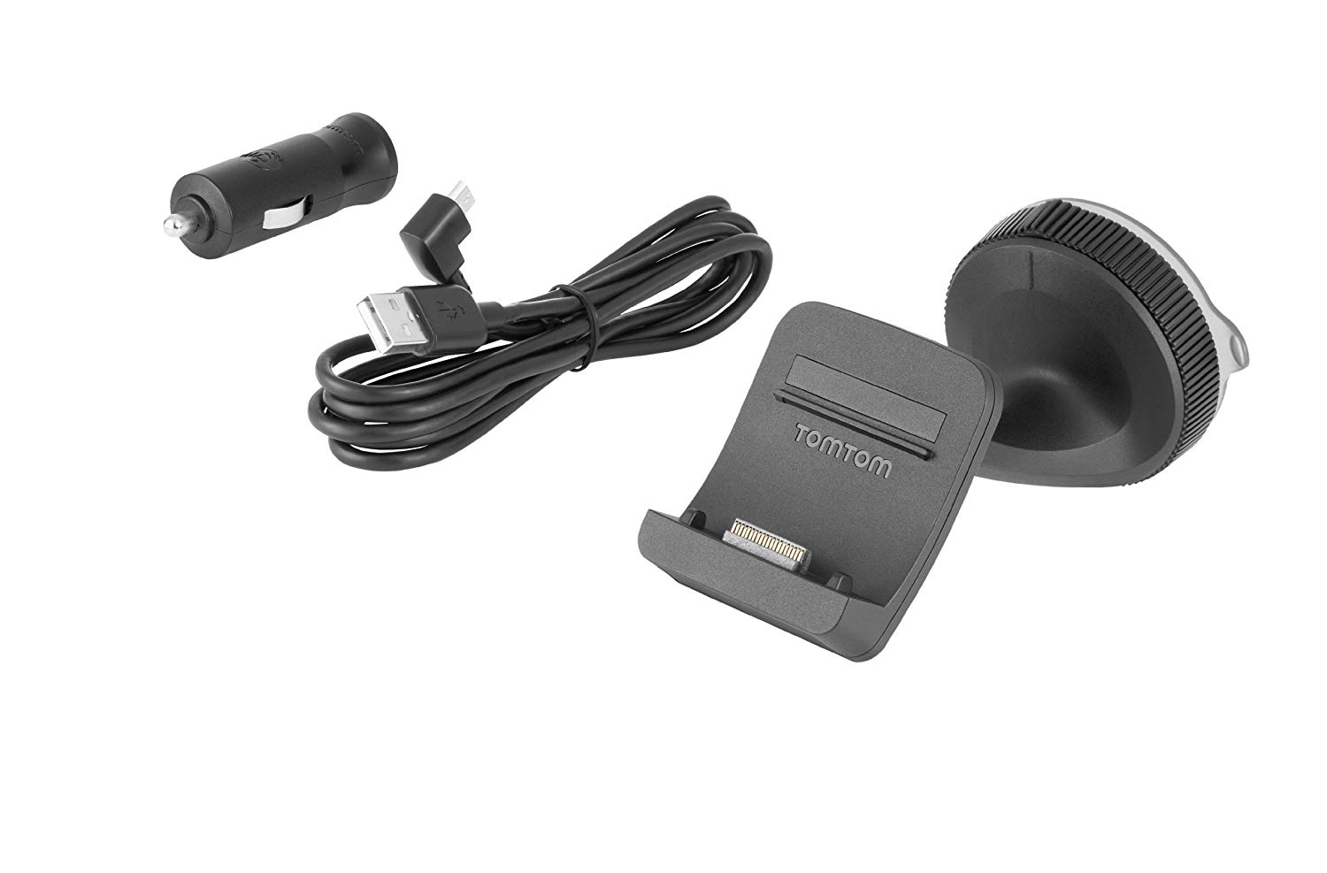 TomTom Sat Nav Windscreen Mount Click & Go plus Car Charger and USB Cable for older TomTom GO and Trucker Models (check compatibility list below)