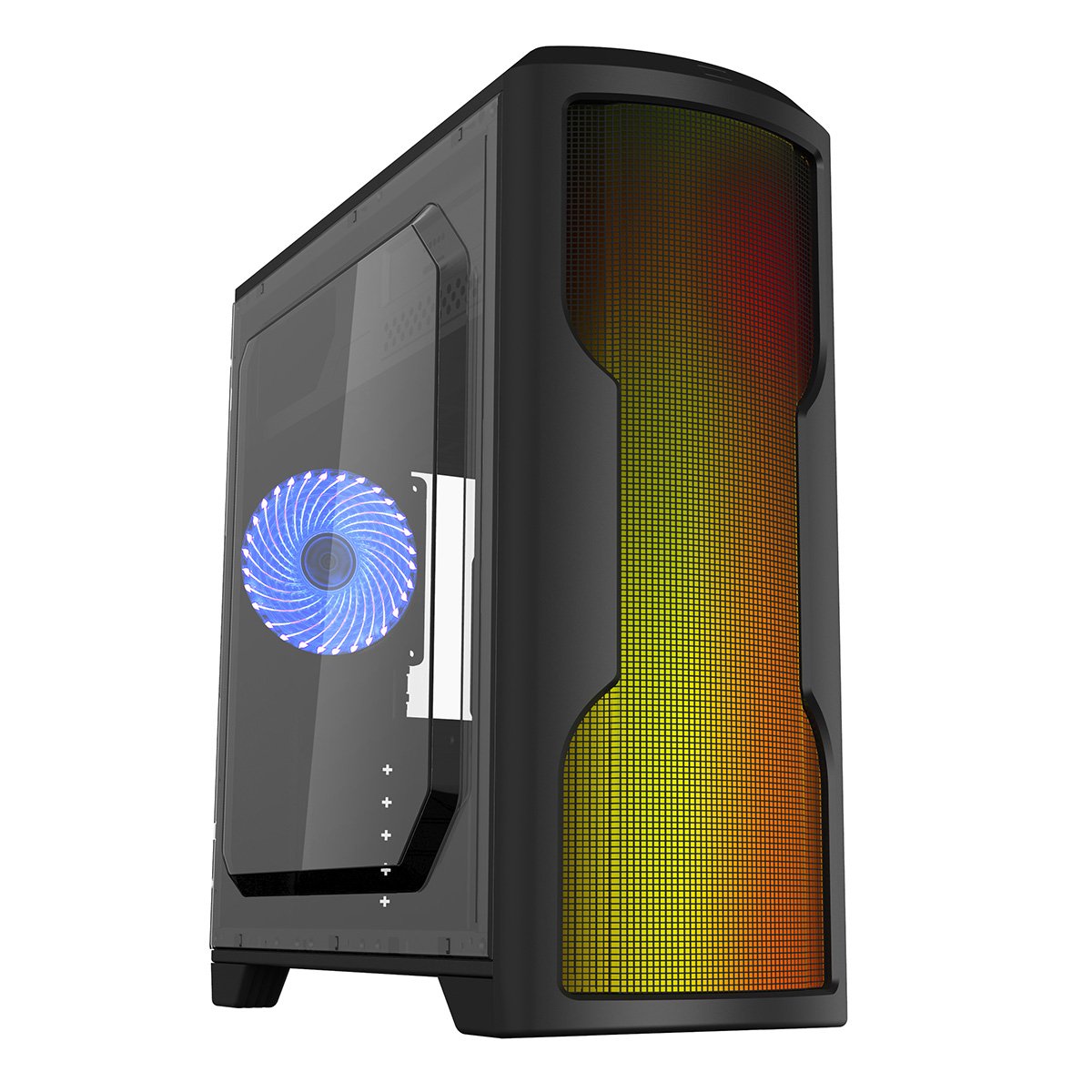 CiT Matrix PC Gaming Case, Mid-Tower ATX, RGB LEDs, 1 x 120mm Blue LED Fan, Water-Cooling Ready, Budget Friendly RGB | Black - Image 3