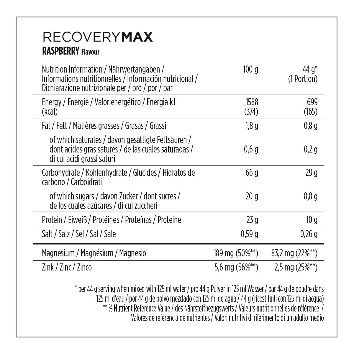 Powerbar - Recovery Max - Raspberry - 1144g - Regeneration Whey Drink with Carbohydrates - Magnesium - Zinc - Image 3