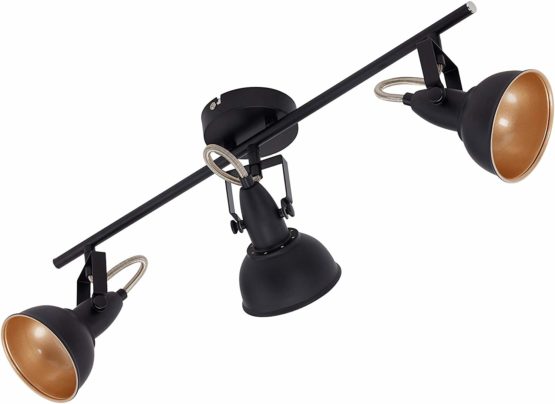 Briloner Leuchten Modern wall light, retro/vintage design, 3 rotatable spotlights, metall black-gold look, E14, IP20, max. 40 Watt, Length: 55.4 cm - Image 4