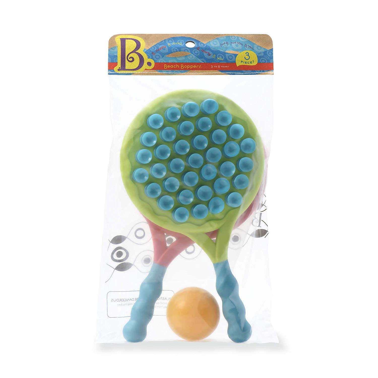 B. toys, Paddle Popper, Paddle Game Set, 2 Suction Paddles & Ball, Catch & Toss Sports Games - Image 4