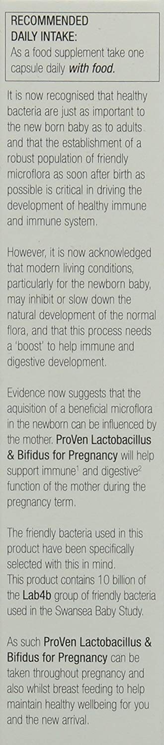 Pro-Ven Probiotics for Pregnancy Gut Health & Immune System Support Supplement Vitamin C and Calcium Safe for Mum and Baby 10 Billion CFU 30 Capsules - Image 4