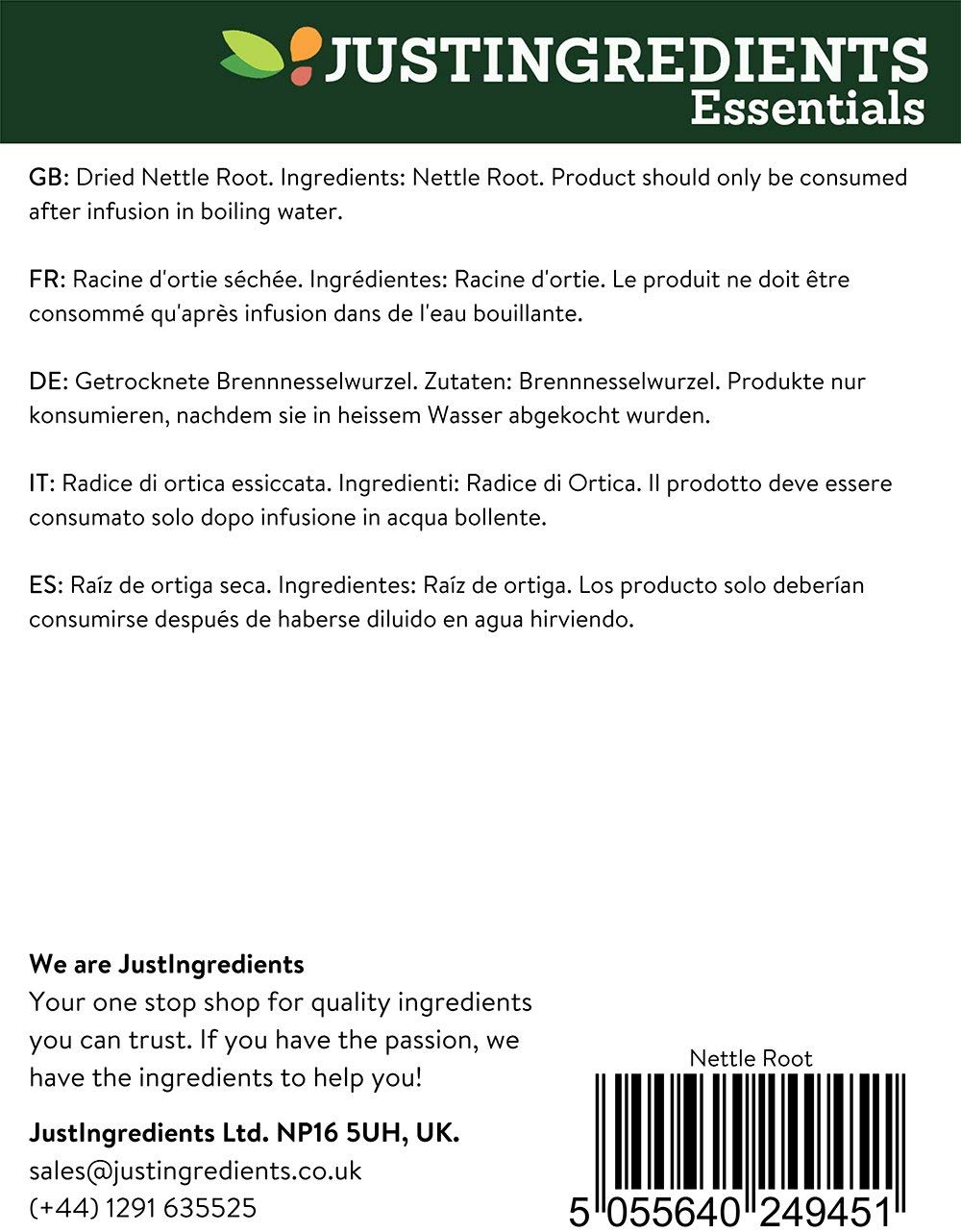 JustIngredients Essentials Nettle Root 500 g - Image 3