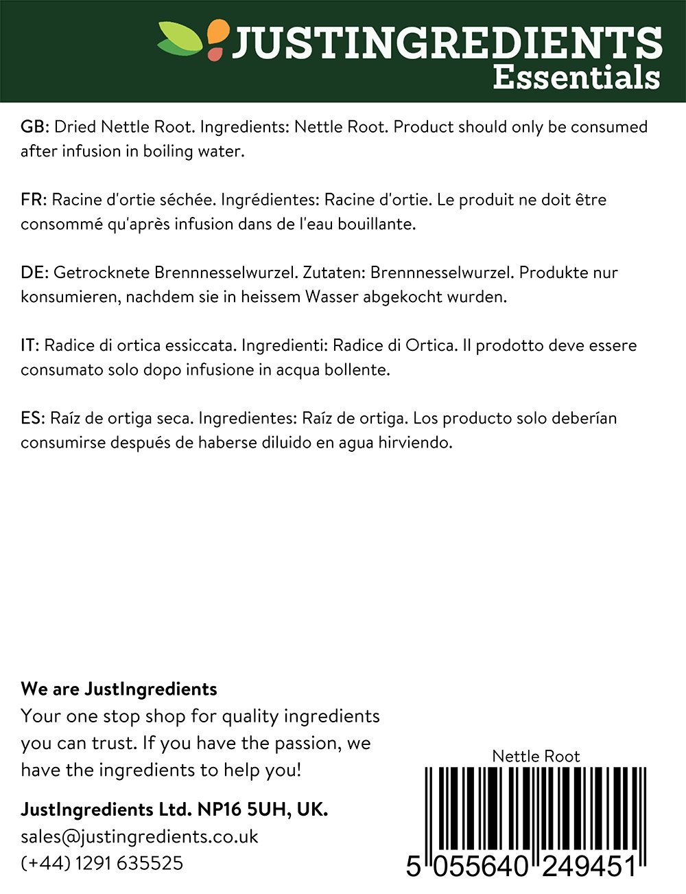 JustIngredients Essentials Nettle Root 1 Kg - Image 2