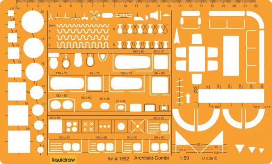 Liquidraw 1:50 Scale Architectural Scale Ruler Drawing Template Stencil Architect Technical Drafting Supplies, Architecture Furniture Design Symbols for House Interior Floor Plan