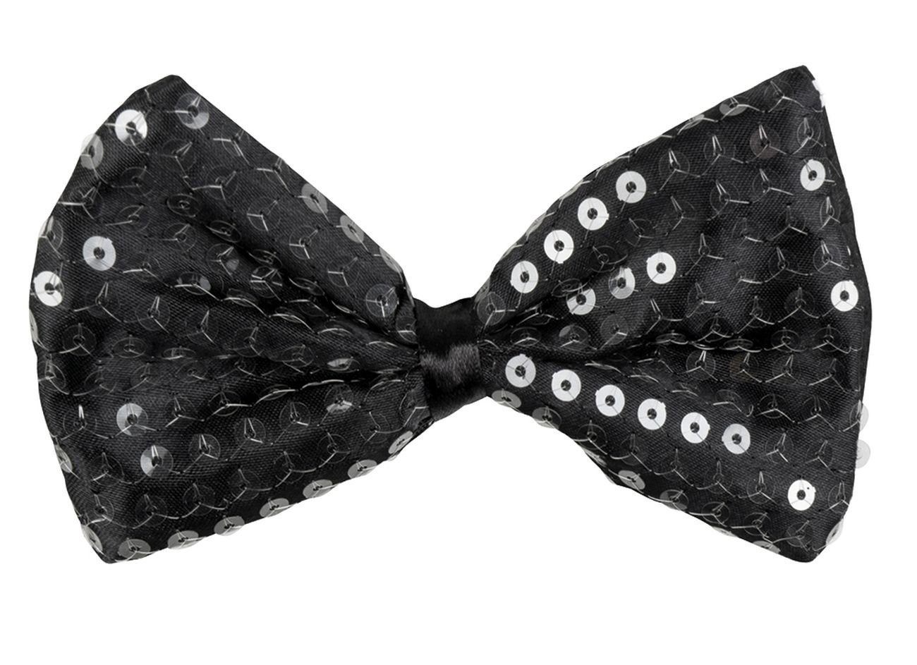 Boland Sequin Black Bow Tie - Sparkly Bow Tie for Men - Sequin Tie Fancy Dress Accessory for Disco Carnival, and Party Outfits
