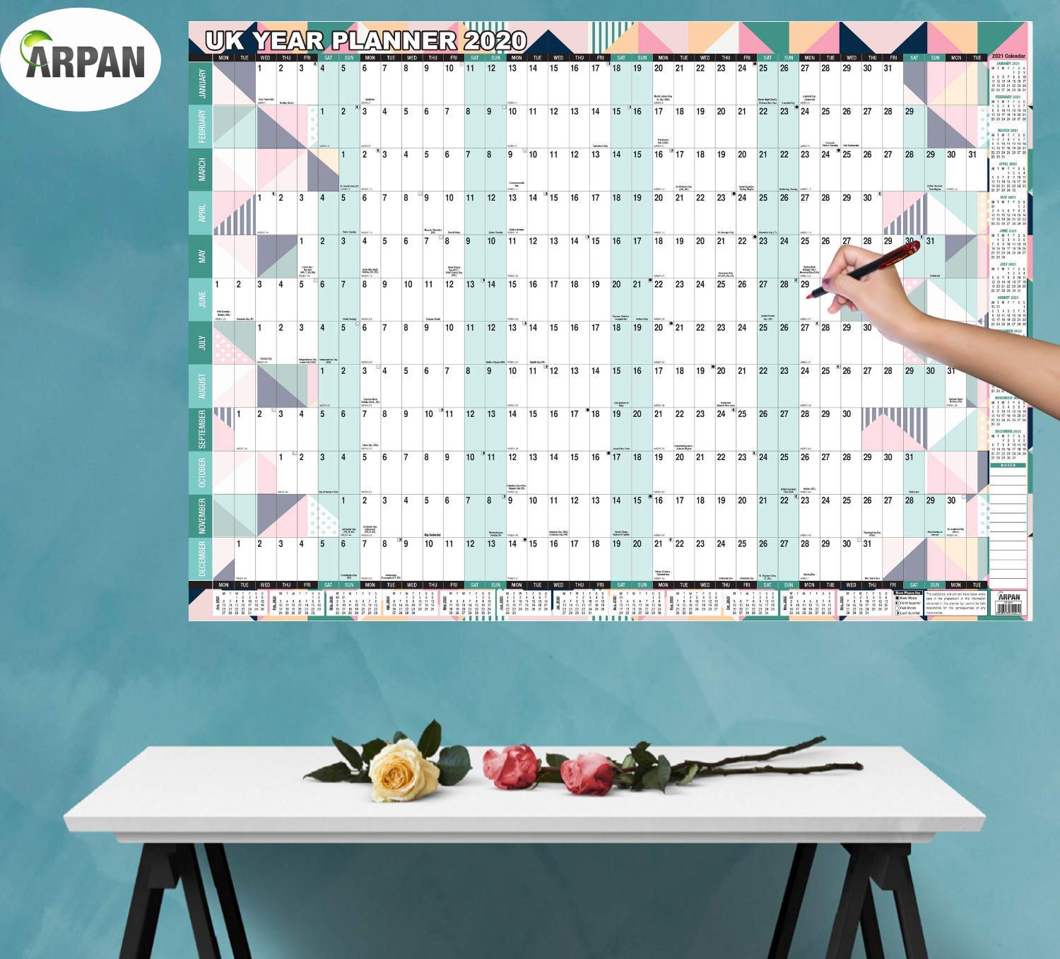 2026 Year Wall Planner - Large A1 Yearly Wall Calendar, 2021 Yearly Multi Color, Unfolded A1 , Folded A4 - Image 2