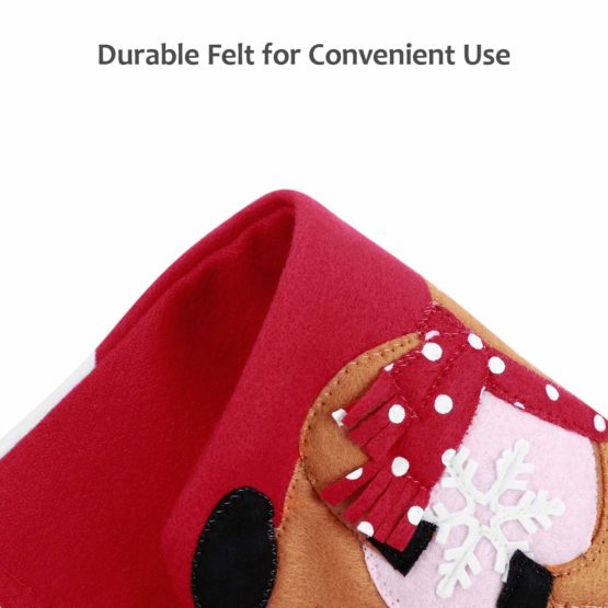 Toyvian Christmas Holiday Stockings Christmas Hanging Bags 6PCS Red Felt Xmas Tree Decorations Santa Snowman Reindeer Gift Treat Bag (sock1) - Image 3