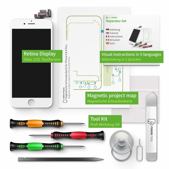 GIGA Fixxoo compatible with iPhone 8 Screen Replacement Complete Kit White LCD; with TouchScreen, Retina Display Glass, Camera & Proximity Sensor - Easy Repair Guided Installation DIY - Image 2
