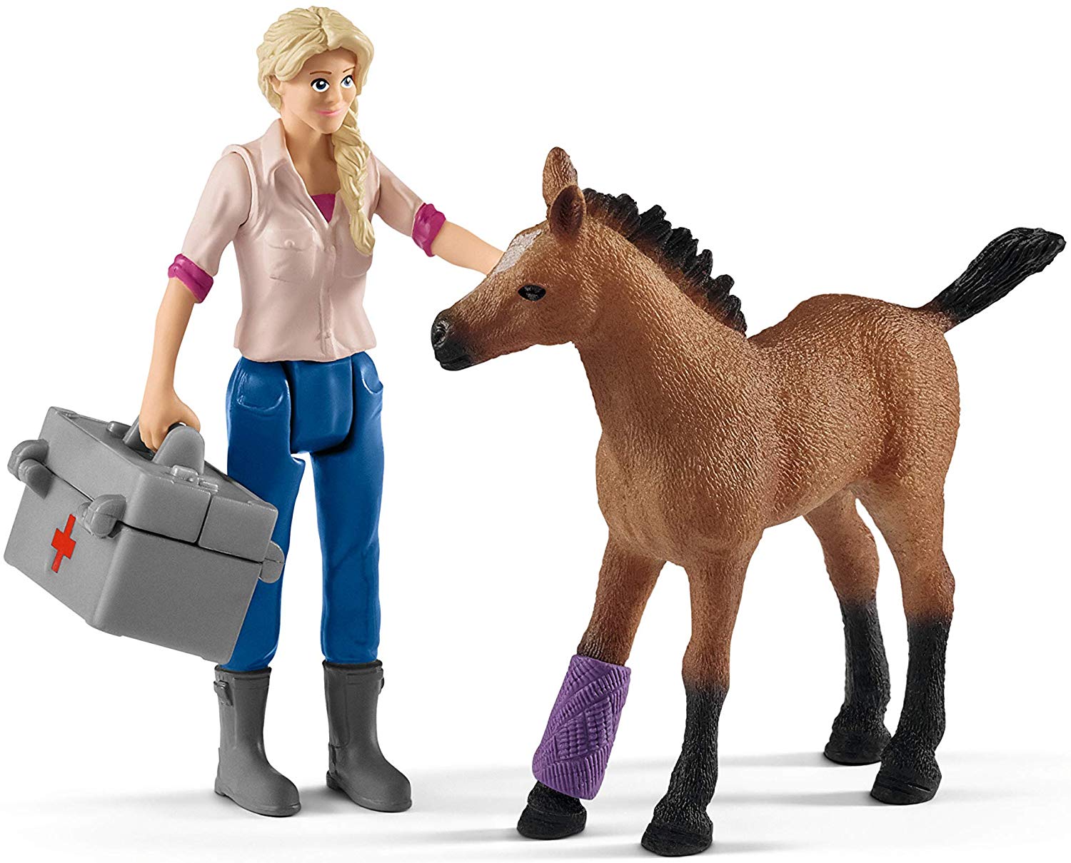 SCHLEICH 42486 Vet visiting mare and foal, Multicoloured, 19 cm - Image 2