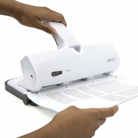 Rapesco 1324 ALU 40 Heavy Duty, 4-Hole Punch, 40 Sheet Capacity, White - Image 2