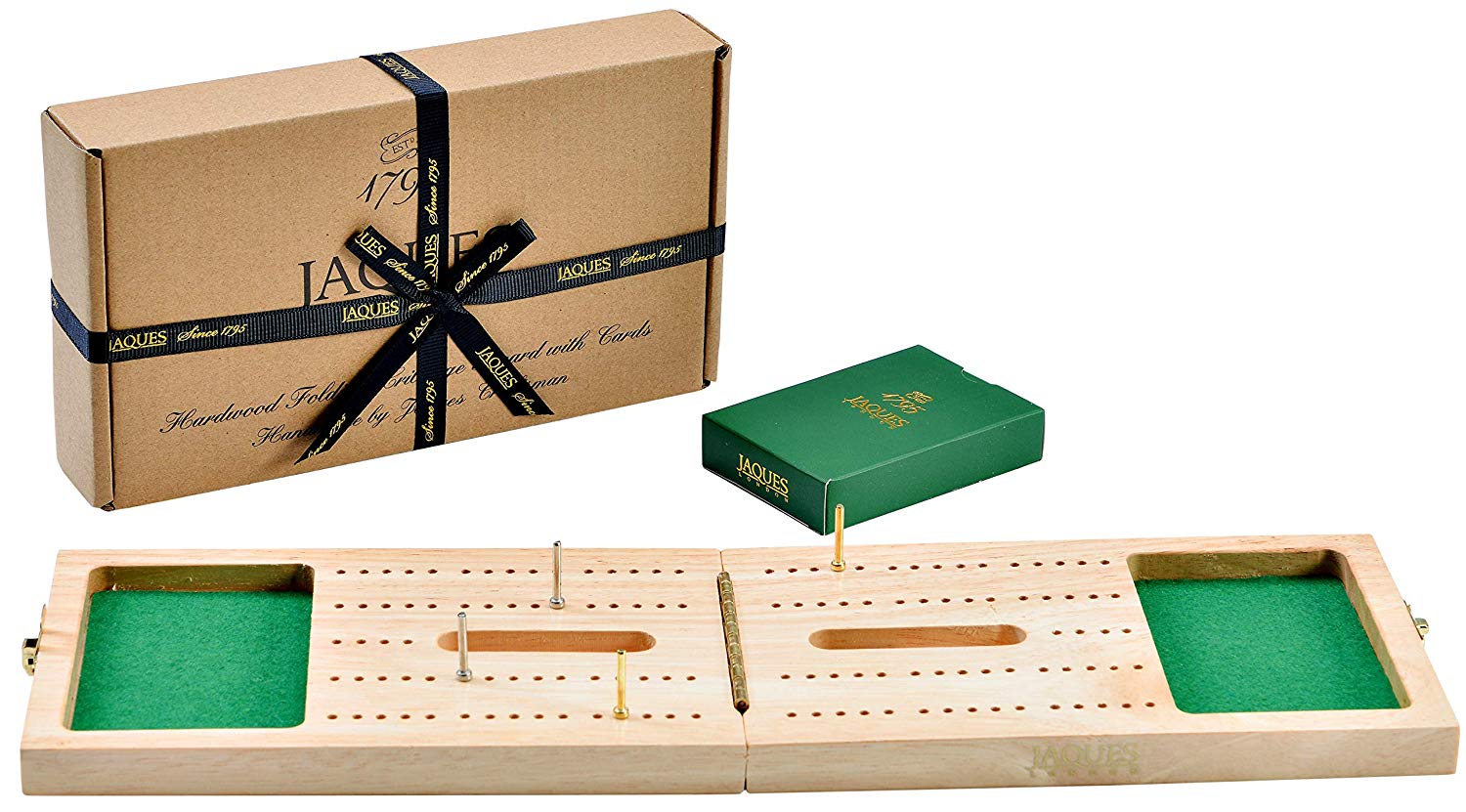 Jaques of London Cribbage Board Set, Traditional Card Game with Playing Cards, Pegs and Folding Hardwood Board - Image 3