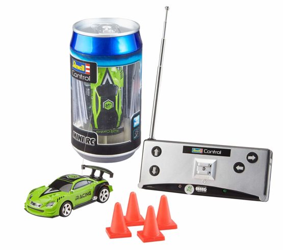 Revell 23560 Mini RC Racing-Car aus der Dose mit 40MHz-Fernsteuerung inkl. Ladefunktion, LED-Licht, kurze Ladezeit, lange Fahrzeit, Single, Multi Colour