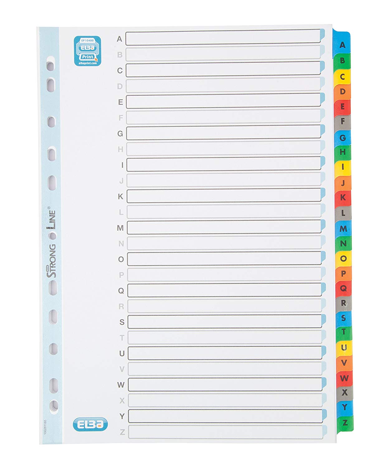 Oxford A4 A-Z Indices with Coloured Plastic Coated Tabs, Multi-Colour, Assorted Colours