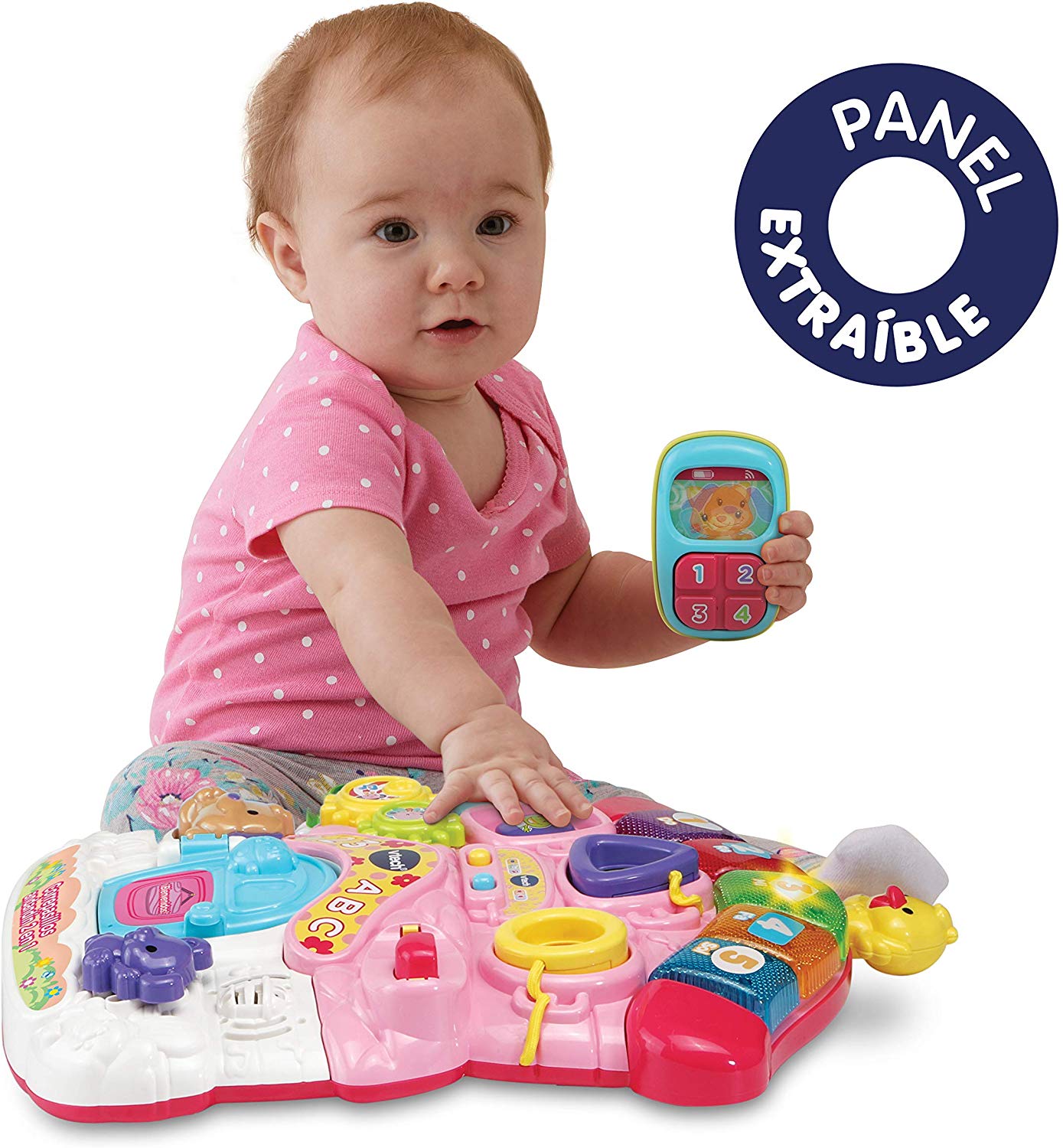 VTech, 2 in 1 Walker Walker with Music and Lights, Folding Legs, Removable Panel, Speed Regulator, Pink, ESP Version - Image 4