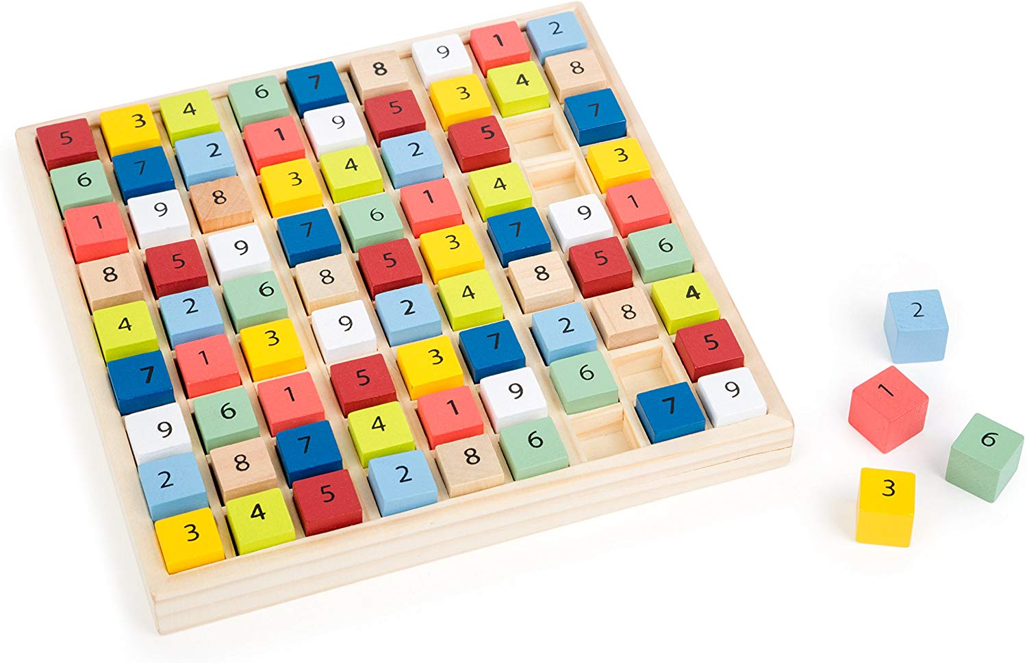 small foot 11164 Colourful Sudoku "Educate" made of wood, with 81 number cubes in bright colours for puzzling from 6 years on - Image 4