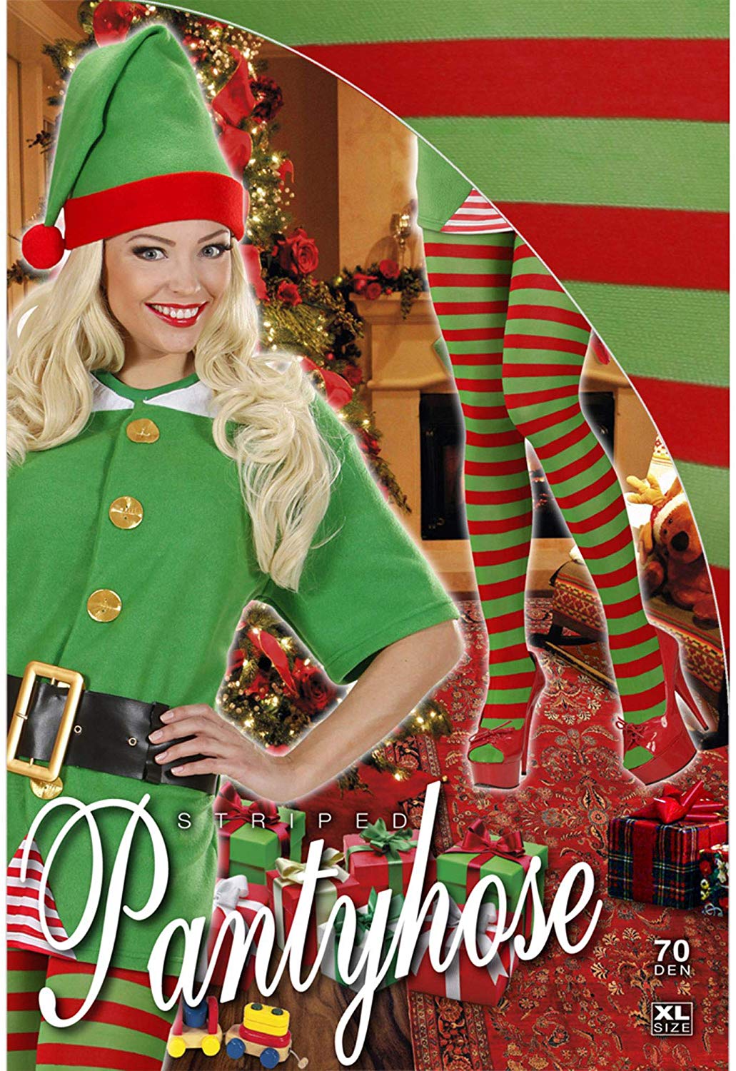 W WIDMANN MILANO Party Fashion, Striped Tights for Women Elves, Gnomes, Pixies, Santa's Helpers, Fairy Tales, Carnival - Image 2