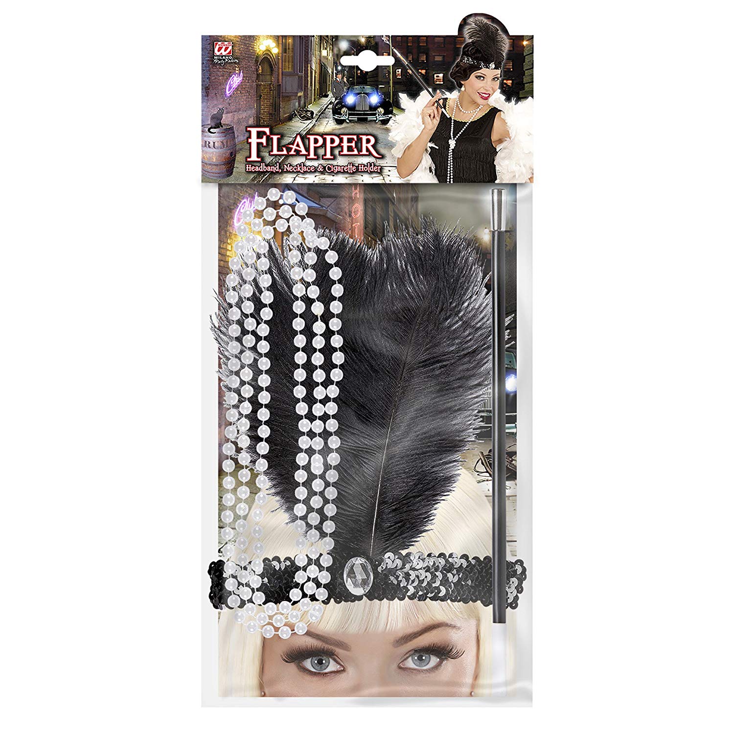 Widmann 95716 Charleston Set Flower Headband Chain and Cigarette Holder, Multi-coloured - Image 2