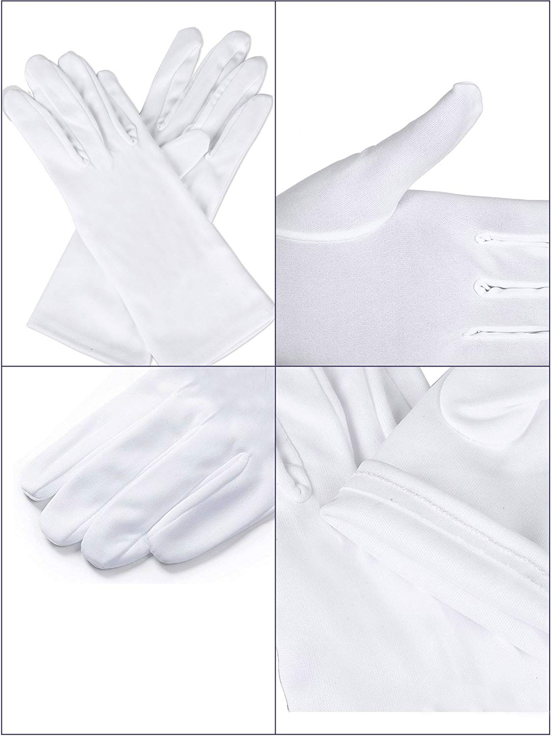 Sumind White Uniform Gloves - Formal & Parade Gloves in Satin & Nylon Cotton - Image 4